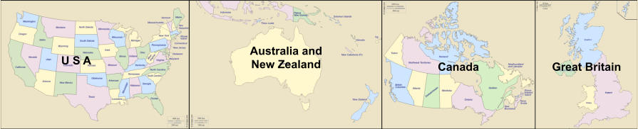 Australia and New Zealand Canada Great Britain U S A